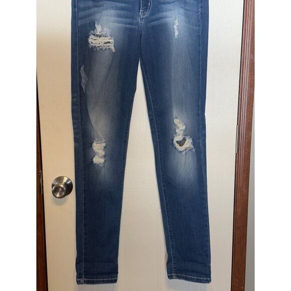 KANCAN HI-RISE ANKLE SKINNY DISTRESSD JEANS KC8342MSize 28 - Picture 7 of 14